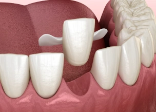 Implant-supported Maryland bridge replacing a missing tooth.
