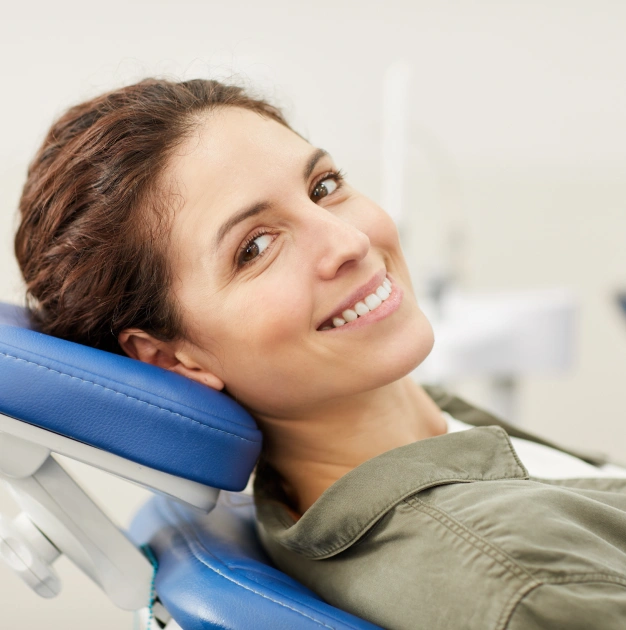 Patient lying in a dental chair